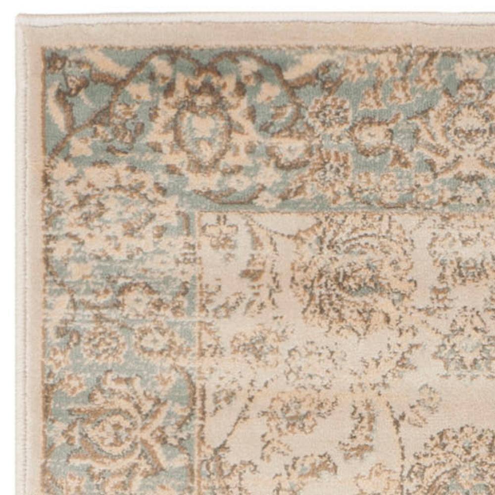 Ivory and Light Blue Vintage Runner Rug, 2'2" x 12'