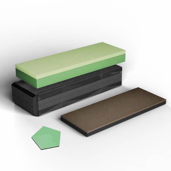 1000 Grit Vitrified Diamond Whetstone Sharpening Kit with Leather Strop, Angle Guide, and Non-Slip Base