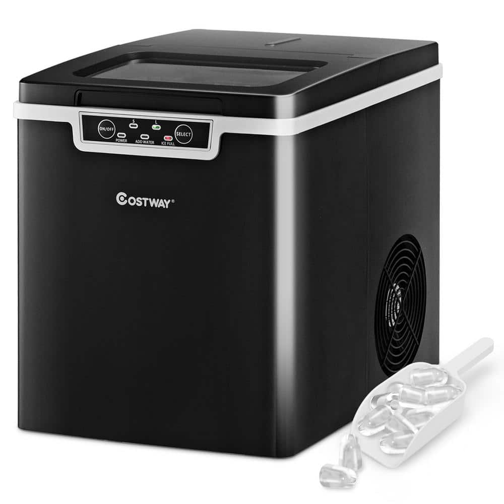 Costway 10 in. W 26 lbs./24Hour Countertop Portable Ice Maker with