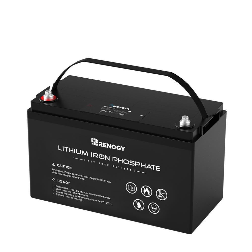 Renogy 24-Volt 50Ah LiFePO4 Deep Cycle Lithium Battery, Over 2000 Cycles,  Backup Power Perfect for Off-Grid RBT2450LFP-US - The Home Depot
