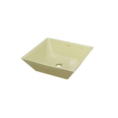 Square Ceramic Vessel Sink in Pear Green without Overflow