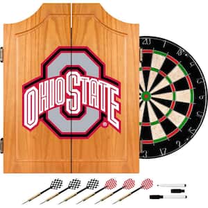 Ohio State University Block Wood Finish Dart Cabinet Set
