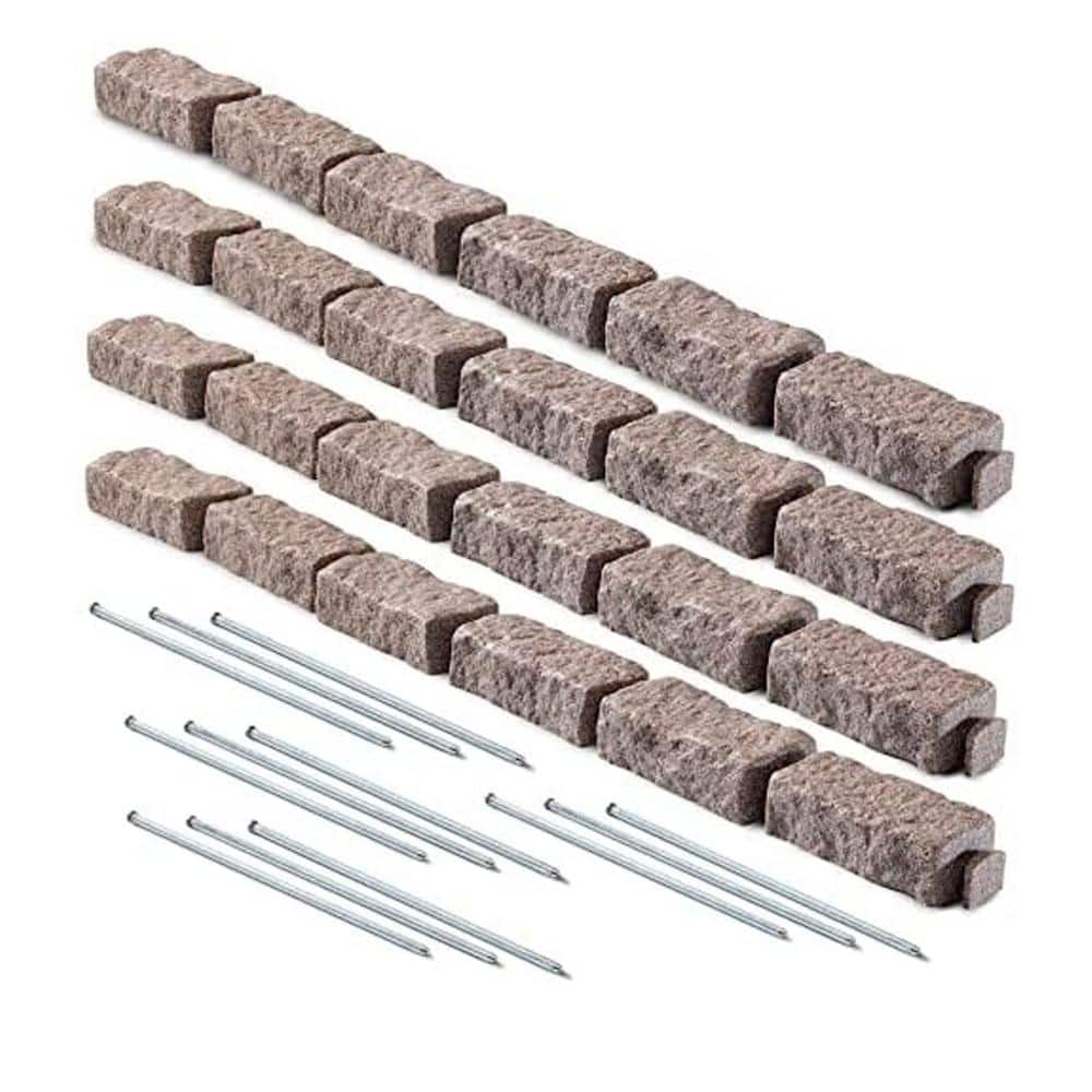 48 in. L x 4 in. W x 2.25 in. H Faux Stone Brick Landscape Edging, Cobblestone, 4-Pack with 12 Spikes price history on PriceWatchPro