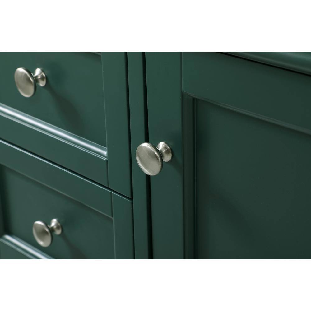 Green Solid Wood and Marble Single Bathroom Vanity