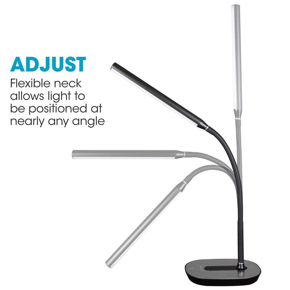 Black Adjustable LED Desk Lamp with Touch Sensor and USB Charging