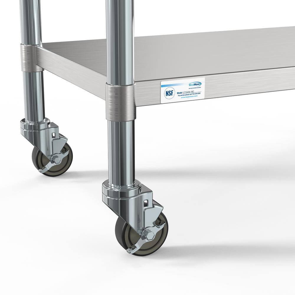36" Stainless Steel Height-Adjustable Workbench with Wheels