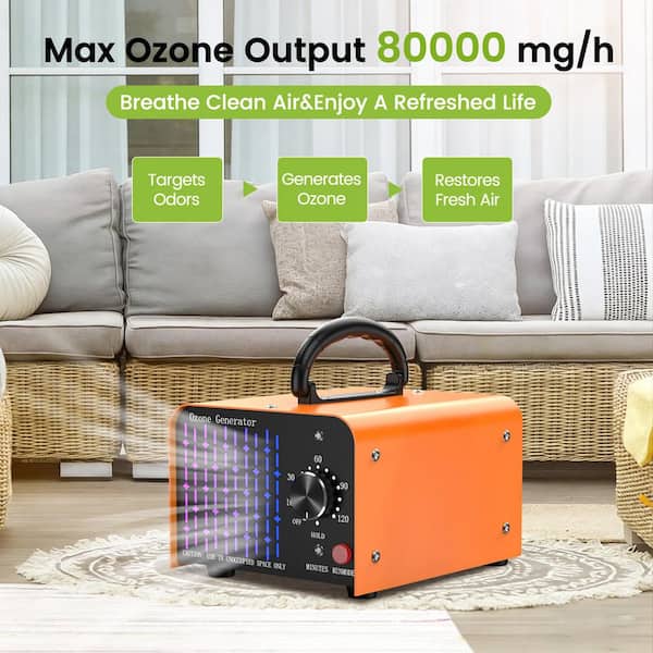 10000 sq.ft. High-Capacity Ion and Ozone Generator for Odor Removal(Orange)-w/Fan and Timer,For Smoke,Cars,and Pet Rooms