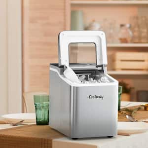 9 in. W 26 lbs./24-Hour Countertop Portable Ice Maker Self-cleaning wit-Hour Scoop in Silver