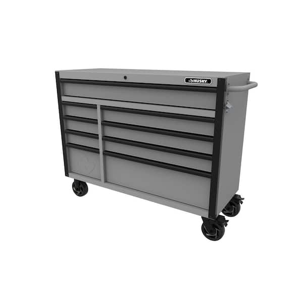 Heavy-Duty 52 in. W x 20 in. D 9-Drawer Matte Gray Rolling Tool Cabinet