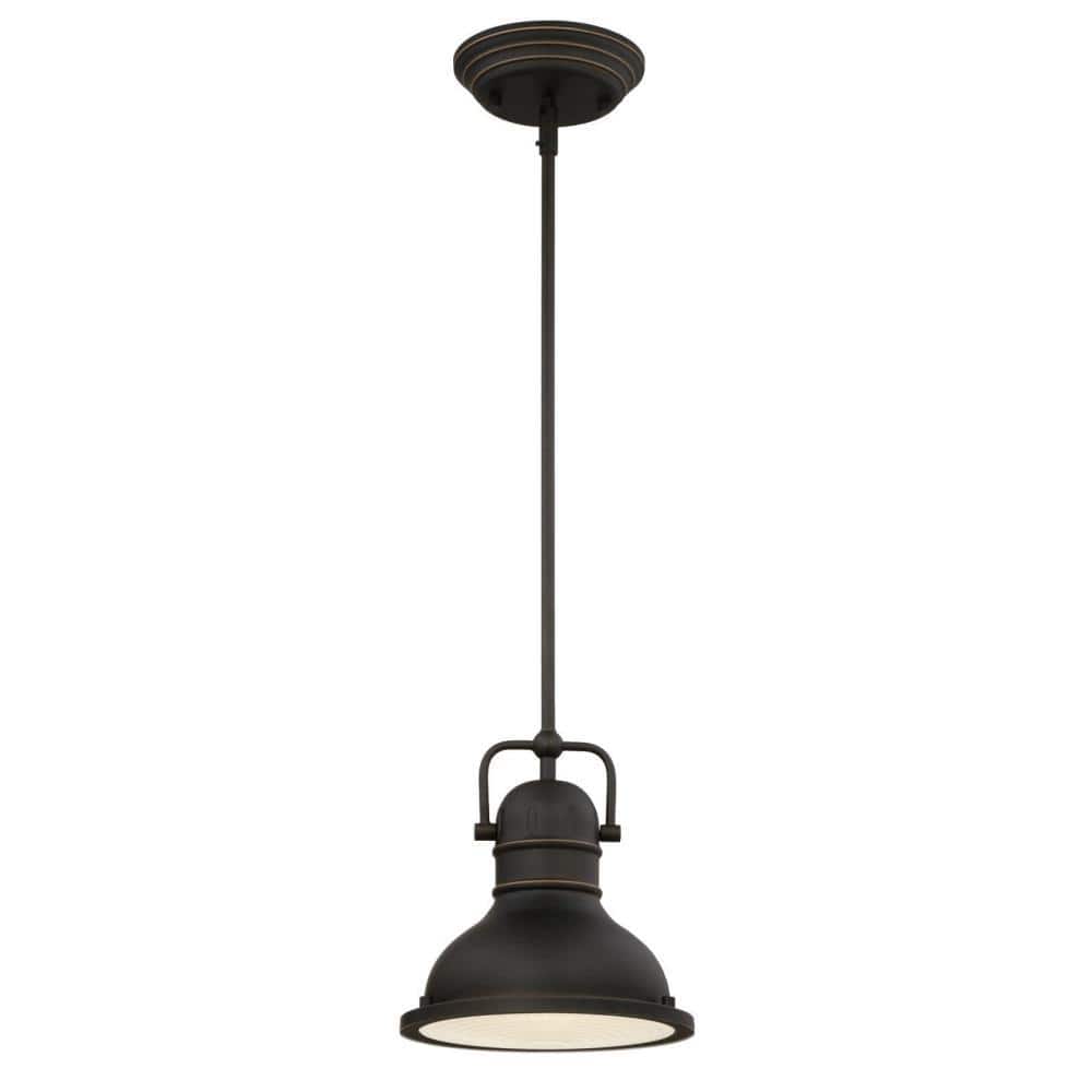 Vintage Farmhouse Mini Pendant in Oil Rubbed Bronze with Frosted Prismatic Lens