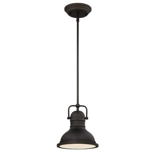 Westinghouse Boswell 1-Light Oil Rubbed Bronze with Highlights LED Mini Pendant with Frosted Prismatic Acrylic Lens