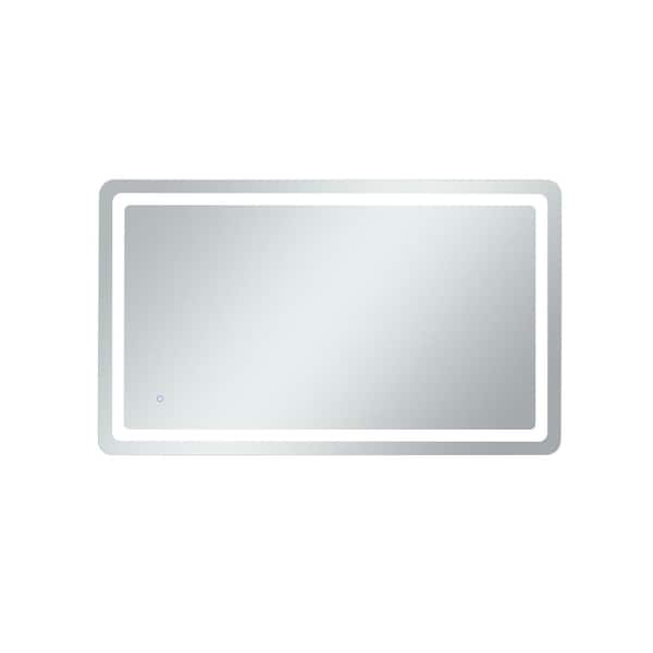 Unbranded Home Living 60 in. W x 36 in. H Rectangular Frameless LED Wall Bathroom Vanity Mirror in Glossy White(Color Changing)