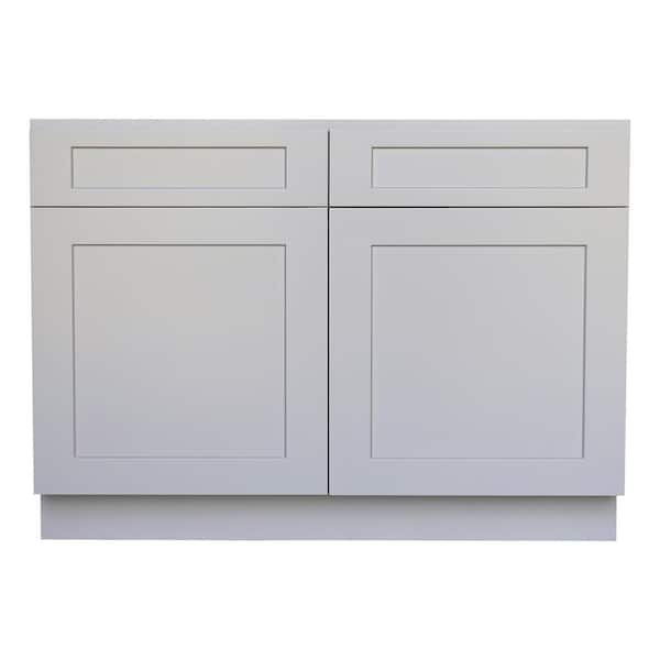 Plywell Ready to Assemble 42x34.5x24 in. Shaker Base Cabinet with 2-Door  and 2-Drawer in Gray SGxB42 - The Home Depot