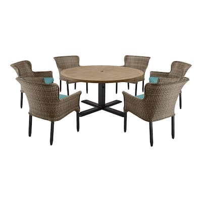 Hampton Bay Patio Dining Sets, Grace Round Metal Bar Height Outdoor Dining Tables And Chairs