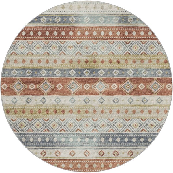 Dream Shag Premium Machine Washable Abstract ADS118 Desert 8 ft. x 8 ft. Round Rug