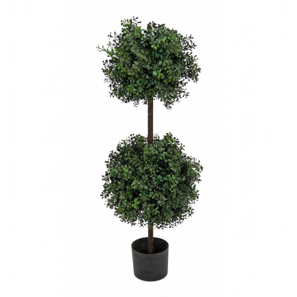 46" Green Plastic Boxwood Double Ball Topiary with Lights