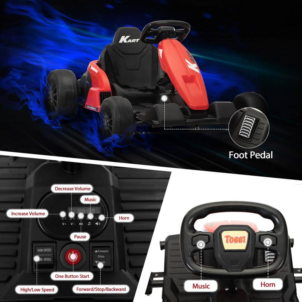 Red 24V Electric Go-Kart with Helmet and Pads Set