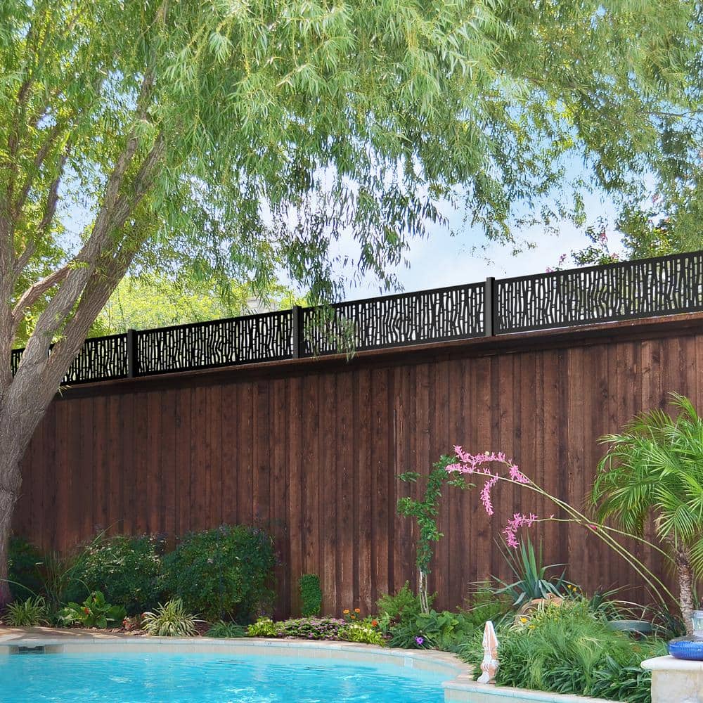Decorative Black Galvanized Steel Privacy Panel, 16" x 72"