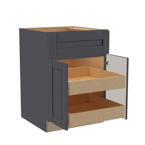Washington 24 in. W x 24 in. D x 34.5 in. H Assembled Plywood Base Kitchen Cabinet in Onyx with Soft Close Doors