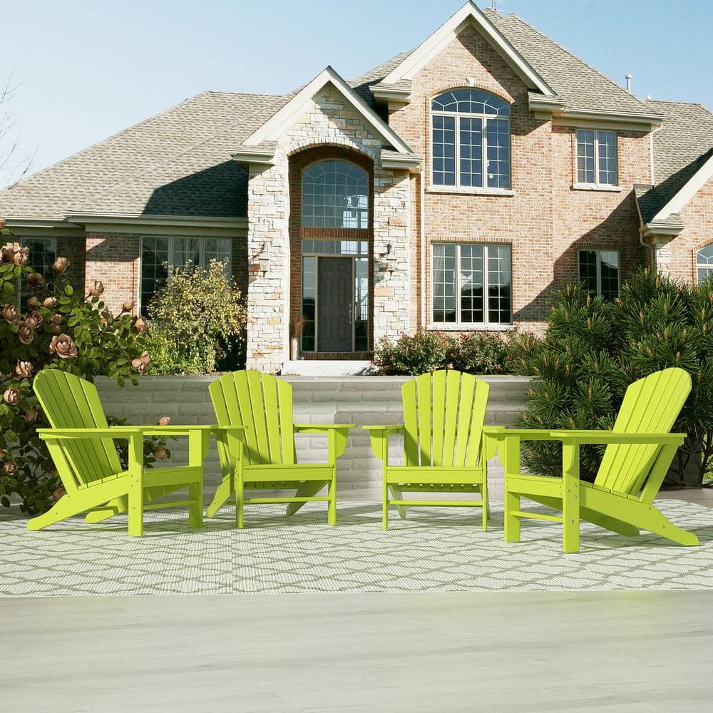 Lime Recycled Plastic Outdoor Adirondack Chair Set of 4