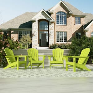 Mason Lime Poly Plastic Outdoor Patio Classic Adirondack Chair, Fire Pit Chair (Set of 4)