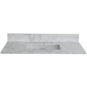 31 in. W x 22 in. D Engineered Stone Composite Vanity Top in White with White Rectangular Single Sink - 3 Hole