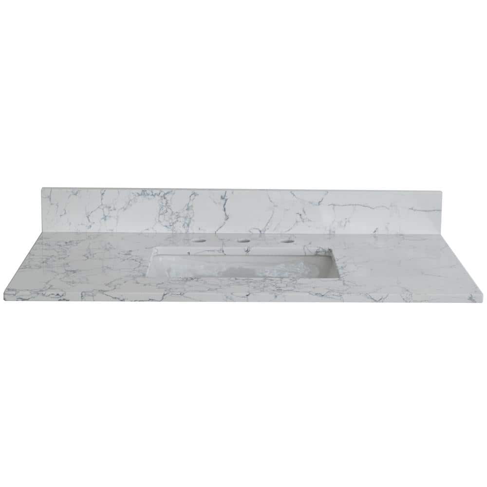 43 in. W x 22 in. D Engineered Stone Composite Vanity Top in White with Whi