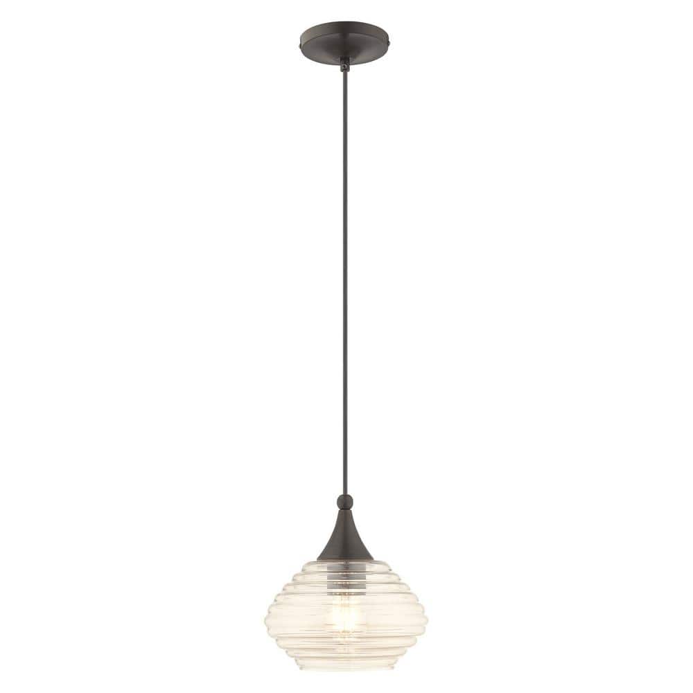 English Bronze Mini Pendant with Champagne Glass Shade