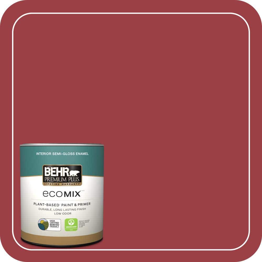 1 qt. #QE-06 Reddest Red Semi-Gloss Enamel EcoMix Plant-Based Interior Paint & Primer price history on PriceWatchPro