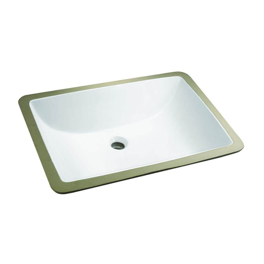 Glacier Bay Rectangle Undermounted Bathroom Sink In White 14 027 W The Home Depot