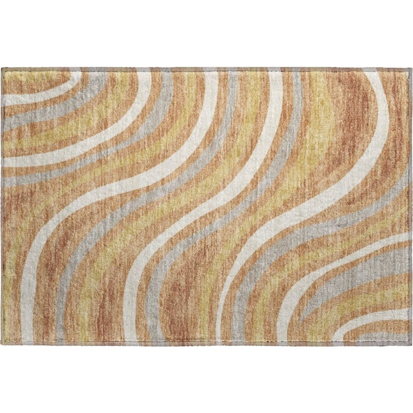 Mayfield Premium Machine Washable Abstract AMF2490 Copper 2 ft. x 3 ft. Accent Rug