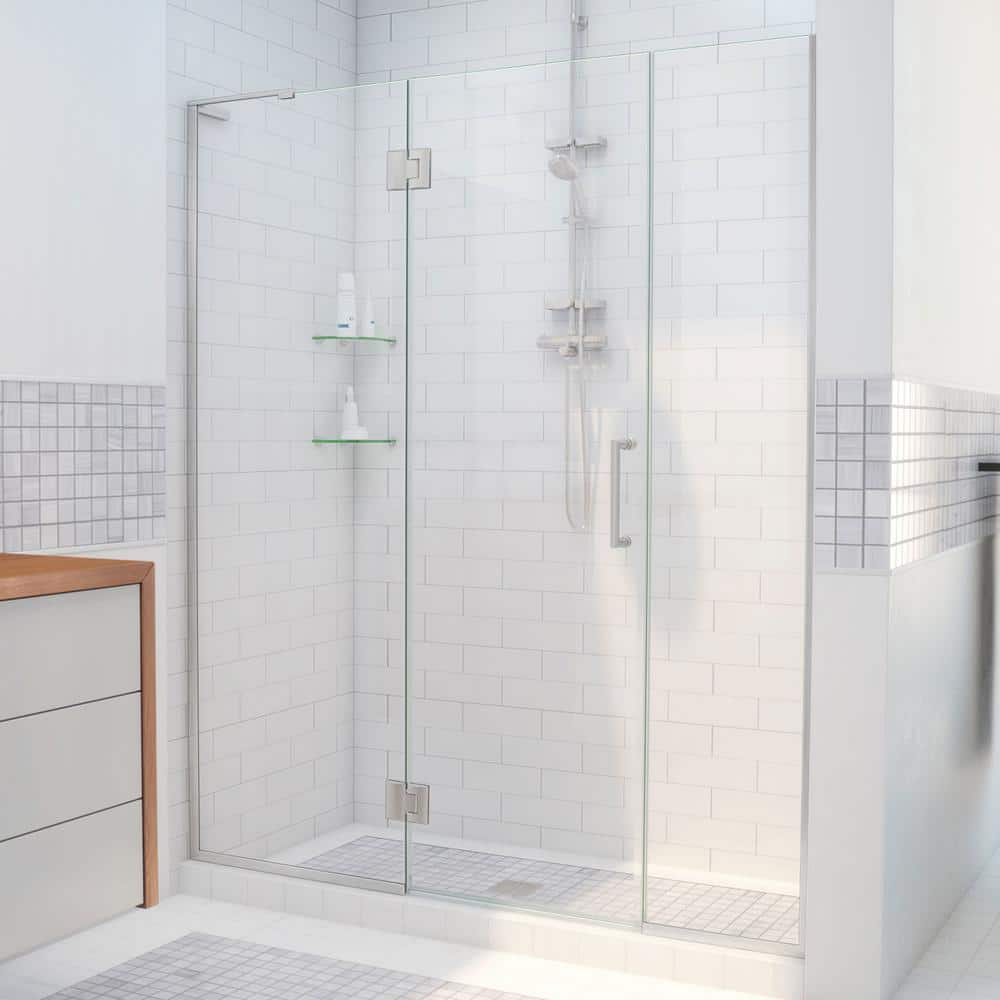 DreamLine Unidoor-X 43 to 43.5 in. x 72 in. Frameless Hinged Shower Door in Brushed Nickel