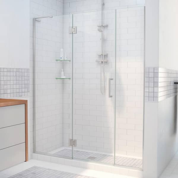 DreamLine Unidoor-X 43 to 43.5 in. x 72 in. Frameless Hinged Shower Door in Brushed Nickel