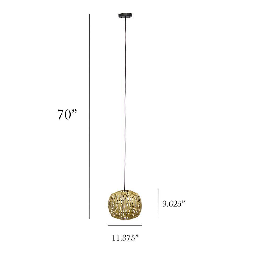 Bohemian Natural Woven Paper Rope 11.38" Ceiling Pendant