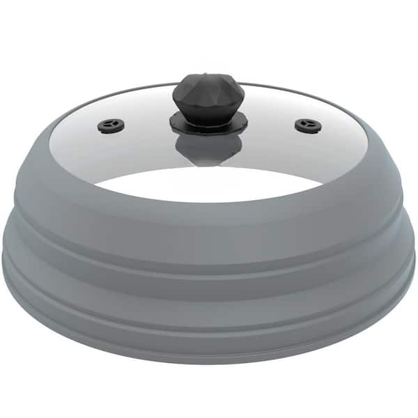 10.8 in. Tempered Glass and Silicone Food Grade Splatter Guard Lid with Easy Grip Handle and Steam Vents