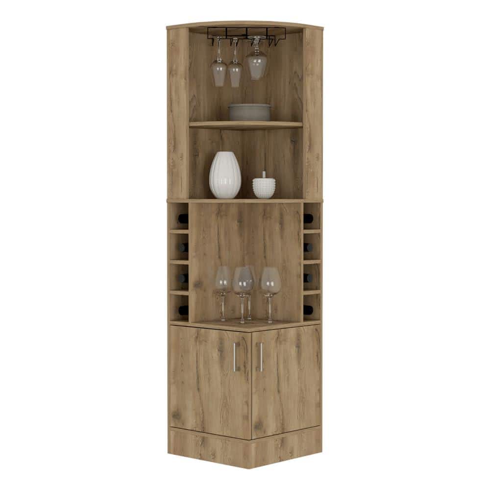18.4 in. W x 18.4 in. D x 71.1 in. H Brown Freestanding Linen Cabinet with 8 Wine Cubbies, Drawers and 2 Doors price history on PriceWatchPro