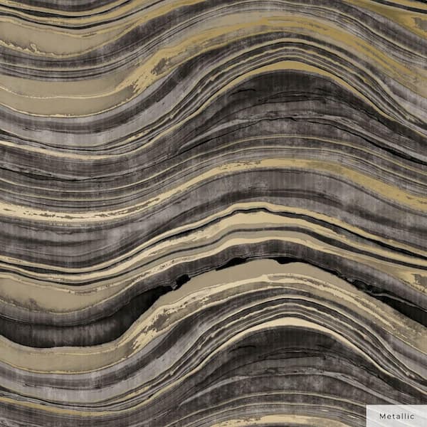 Tempaper Black and Metallic Gold Travertine Vinyl Peel and Stick Wallpaper Roll (Covers 28 sq. ft.)