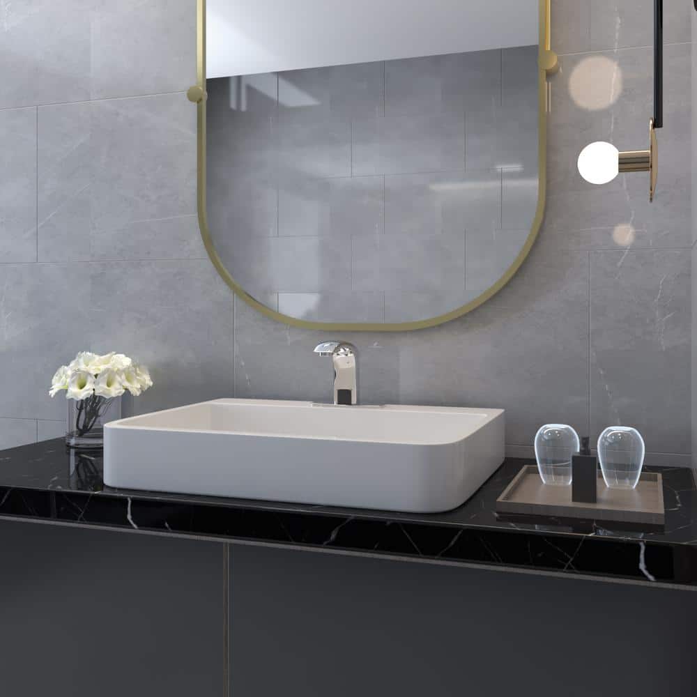 Polished Chrome Touchless Bathroom Faucet with Deck Plate