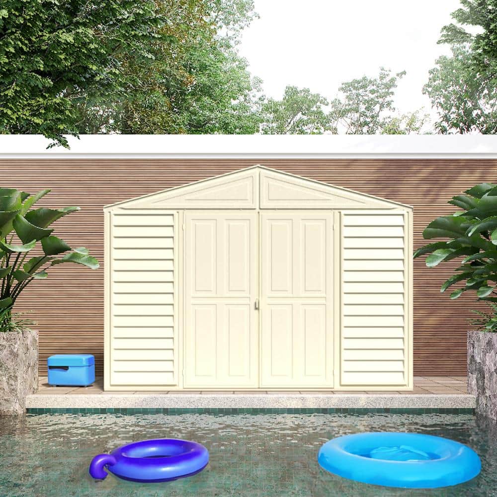 Beige 10.5 ft. x 2.8 ft. Vinyl Storage Shed Kit