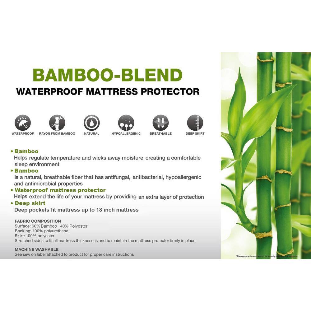 Full Size White Bamboo Waterproof Mattress Protector