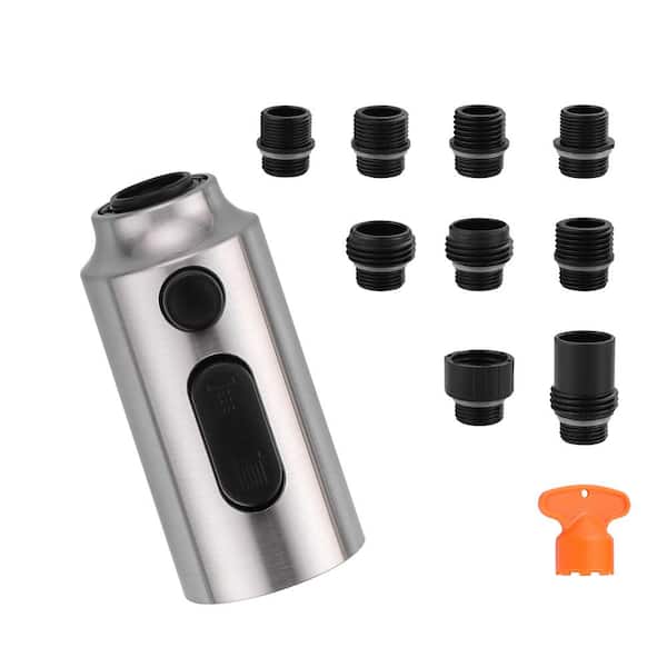 WOWOW 3-Function Kitchen Faucet Spray Head Replacement in Brushed Nickel