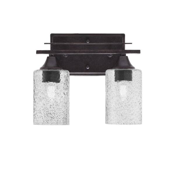 Unbranded Ontario 11.25 in. 2-Light Vanity Light Dark Granite Smoke Bubble Glass Shade