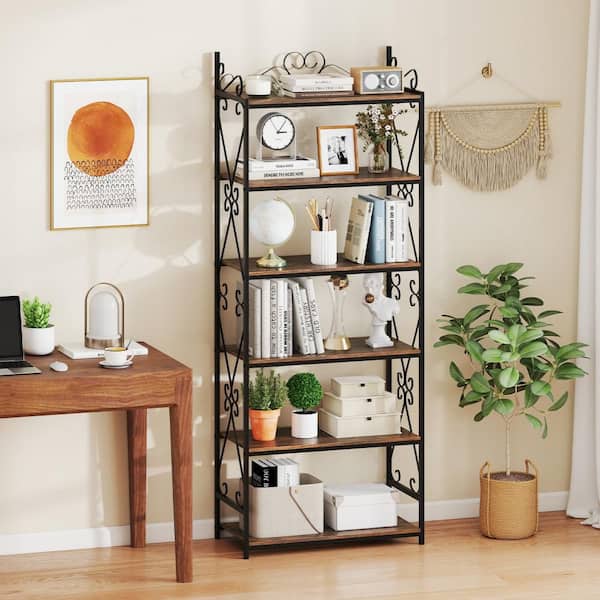 Gymax 6-Tier Bookshelf 71.5 in. Industrial Tall Bookcase w/ Open