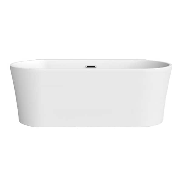 Barclay Products Oakleigh 66.75 in. x 31.37 in. Soaking Bathtub with Center Drain in White/Oil Rubbed Bronze with 7 in. Deck Holes