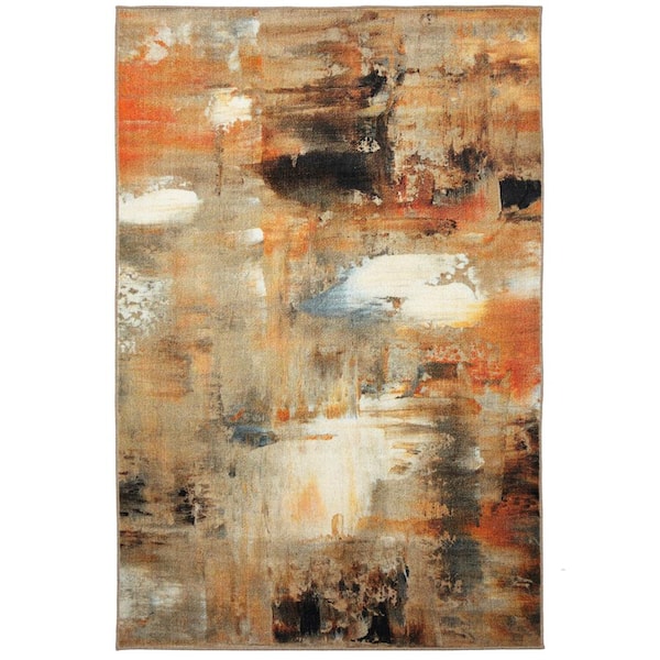 Mohawk Home Distressed Canvas Orange 5 ft. x 8 ft. Abstract Area Rug
