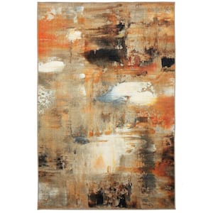 Distressed Canvas Orange 8 ft. x 10 ft. Abstract Area Rug
