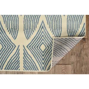 Kobe Henley Bone and Blue 4 ft. 3 in. x 7 ft. 3 in. Area rug