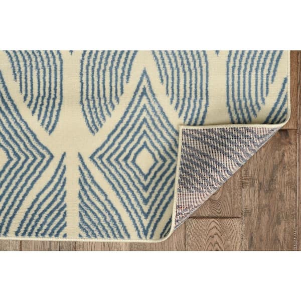 Kobe Henley Bone and Blue 4 ft. 3 in. x 7 ft. 3 in. Area rug