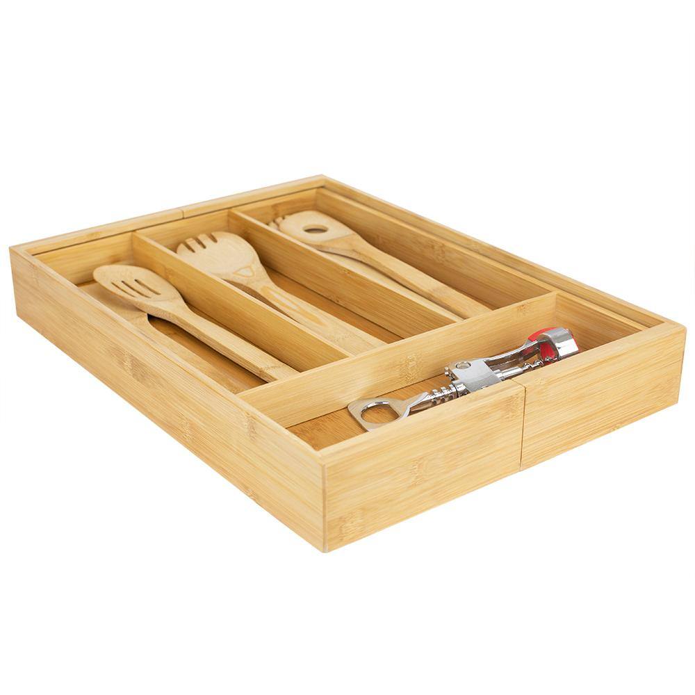 Home Basics Natural Expandable Bamboo Utensil Tray HDC52629 The Home