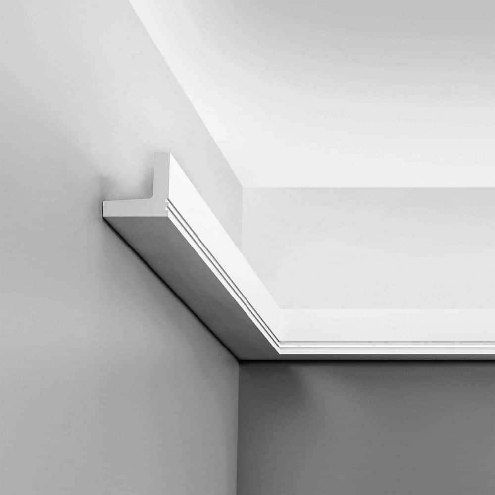 Primed White Polyurethane Foam Crown Moulding Sample, 4-inch